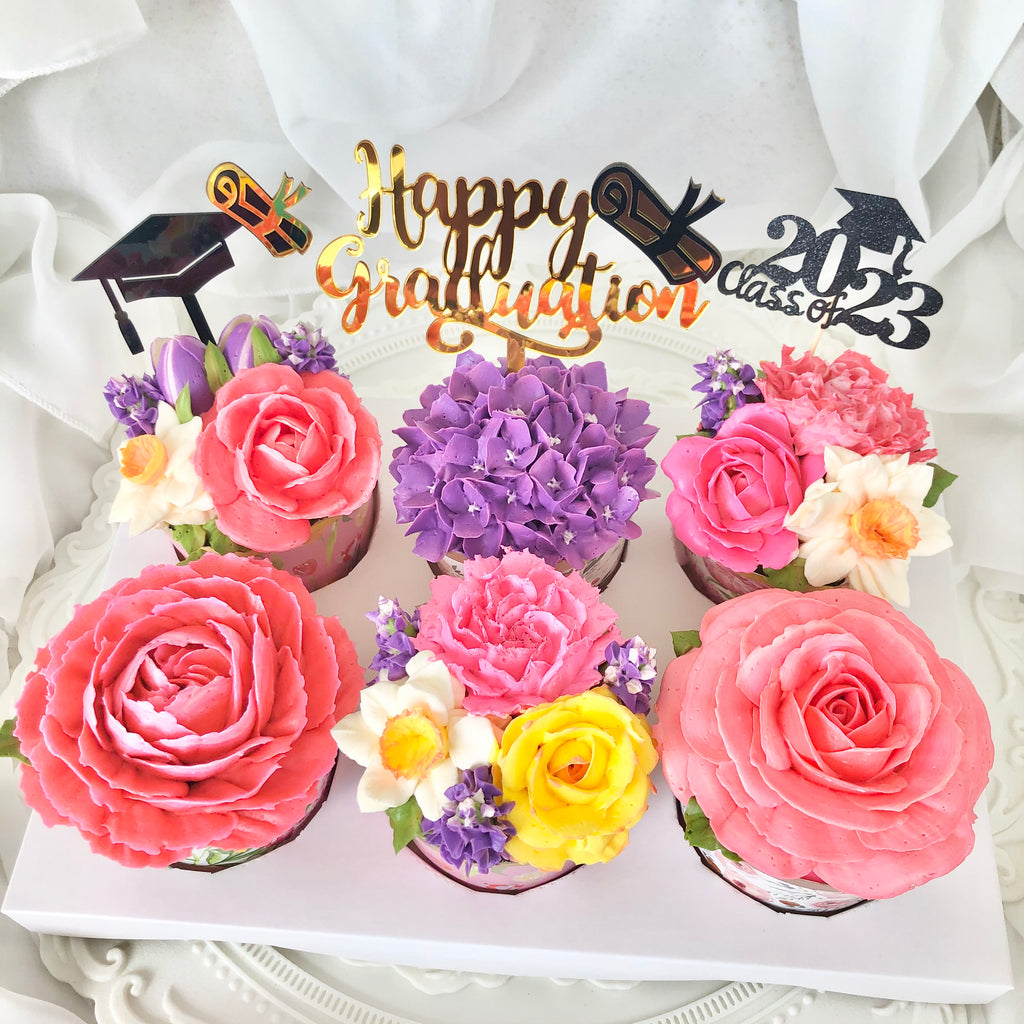 Daffodil, Rose & Hydrangea Medley Cupcake Box