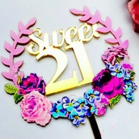 “Sweet 21” Cake Topper (Floral Style)