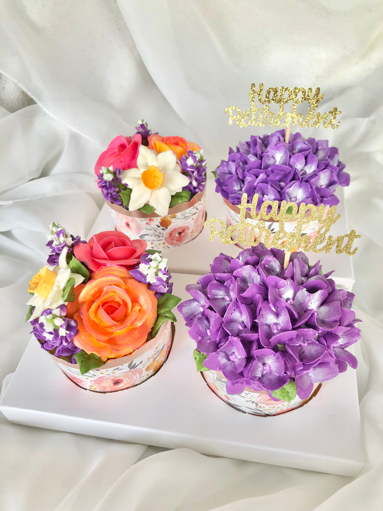 2 Floral Cupcakes in Box (min. order 3 sets)