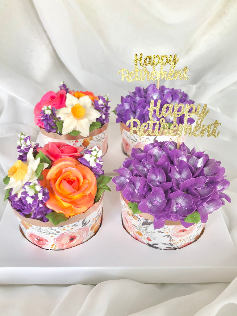 2 Floral Cupcakes in Box (min. order 3 sets)