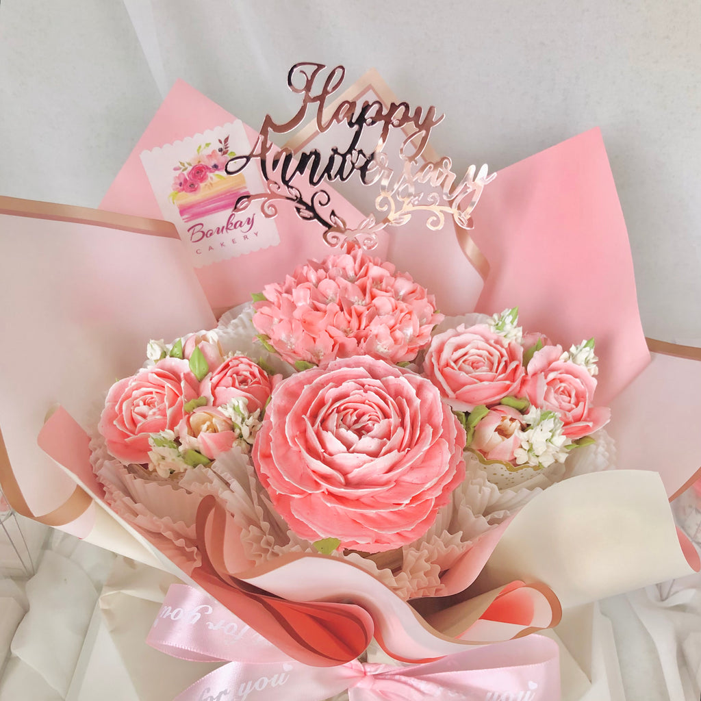 Coral Charm Garden Cupcake Bouquet