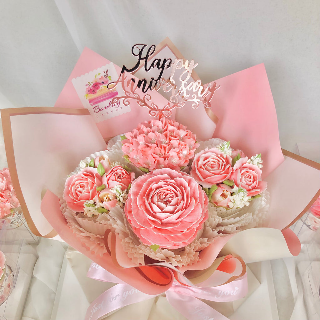 Coral Charm Garden Cupcake Bouquet