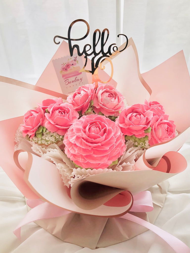 Classic Pink Roses Cupcakes Bouquet