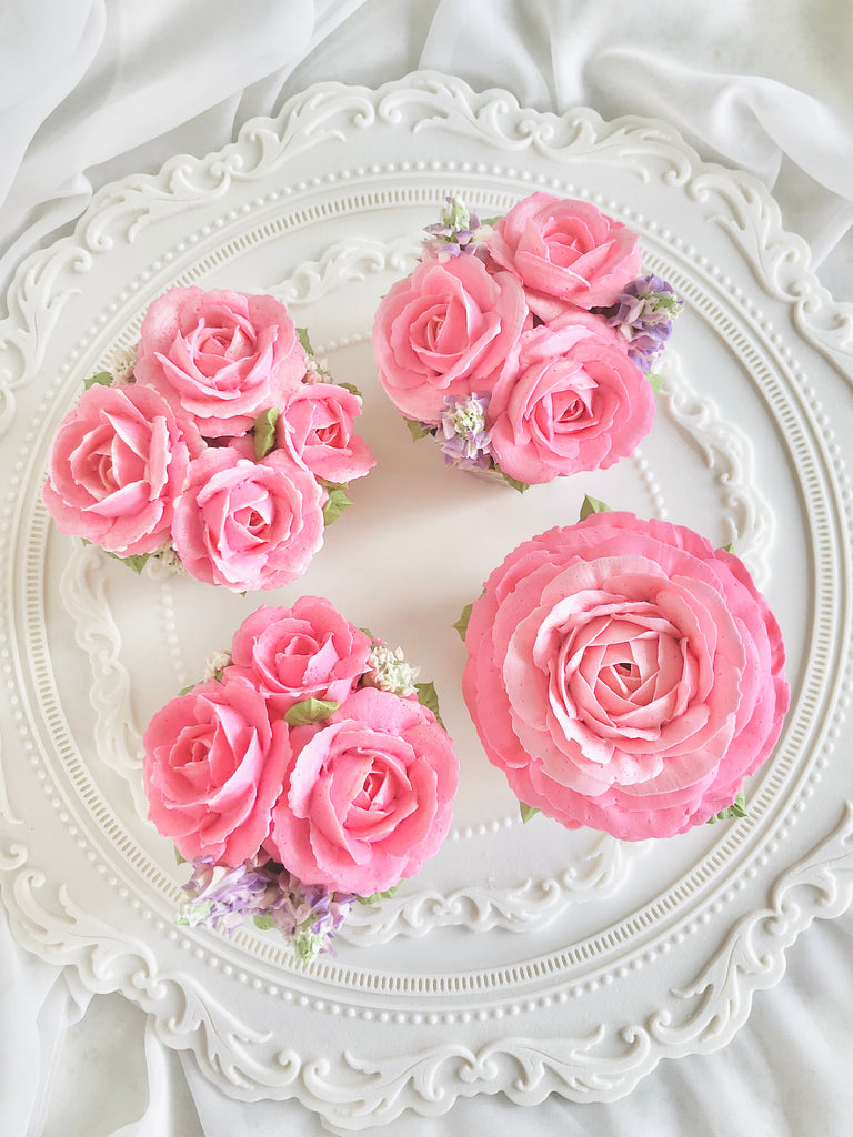 Purely Pink Roses 6 Cupcakes Box/Bouquet