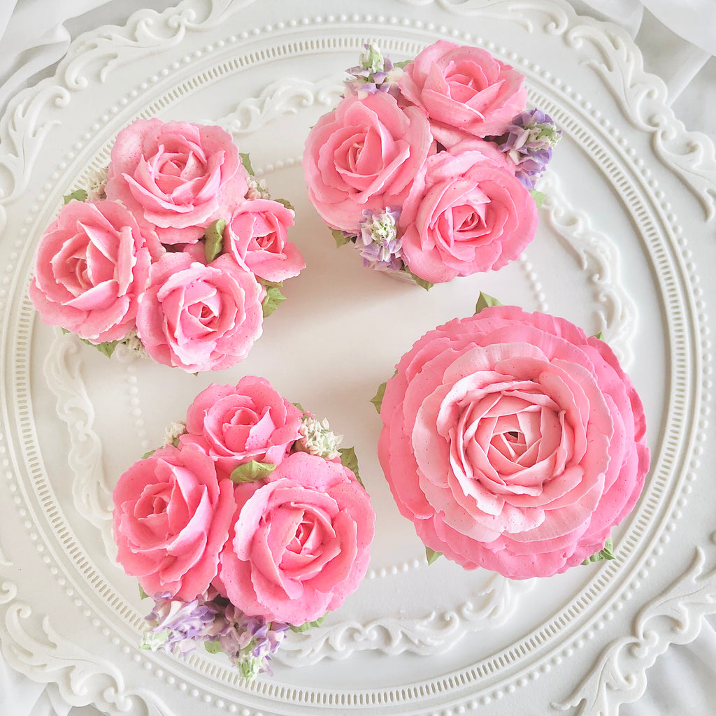 Purely Pink Roses 6 Cupcakes Box/Bouquet
