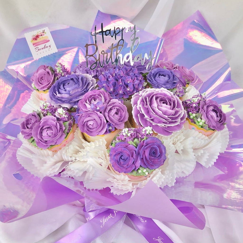 Purple Lover’s Garden Cupcake Bouquet